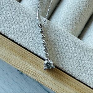 Diamond Journey Necklace in 14k Solid White Gold; 7 diamonds in total